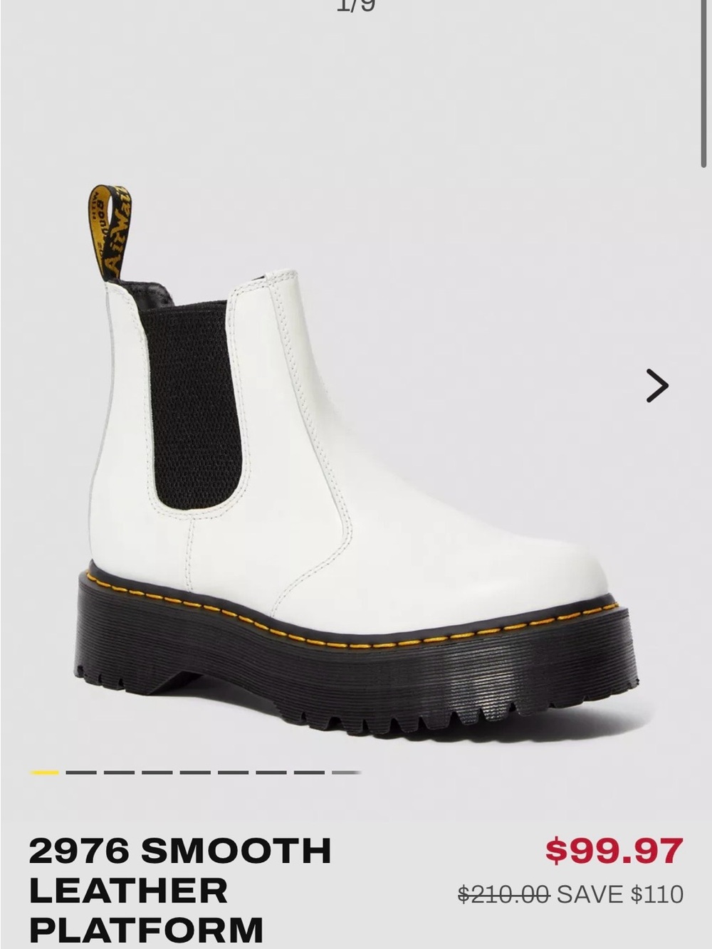 Dr. Martens White Leather Chelsea Combat Boots with Black Elastic